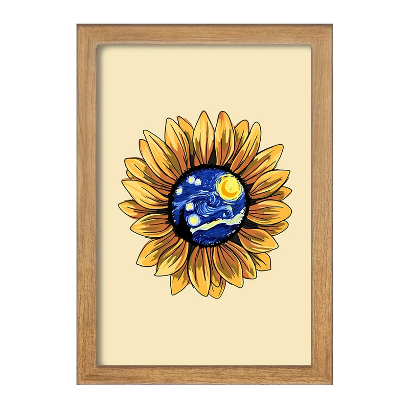 تابلو خندالو مدل گل آفتابگردان ونسان ونگوگ کد F12857