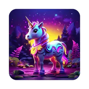 زیر لیوانی کاکتی طرح اسب تک شاخ و یونیکورن مدل mp30723