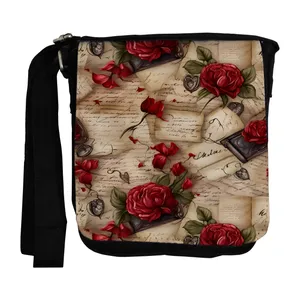 کیف رودوشی طرح نامه و رز سرخ کد nb353