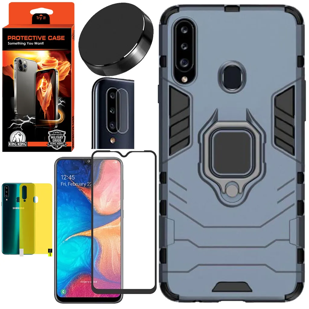 کاور کینگ کونگ مدل BATMAN مناسب برای گوشی موبایل سامسونگ Galaxy A20S به همراه محافظ صفحه نمایش و محافظ لنز دوربین و برچسب محافظ پشت و پایه نگهدارنده گوشی