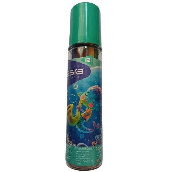 مداد رنگی 12 رنگ کسری مدل آریانا به همراه تراش و پاک کن مجموعه 14 عددی