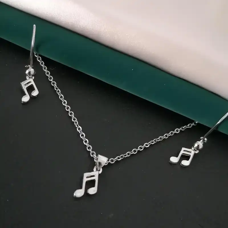 نیم ست نقره زنانه مدل جواهری ملودی مینیمال NS9042