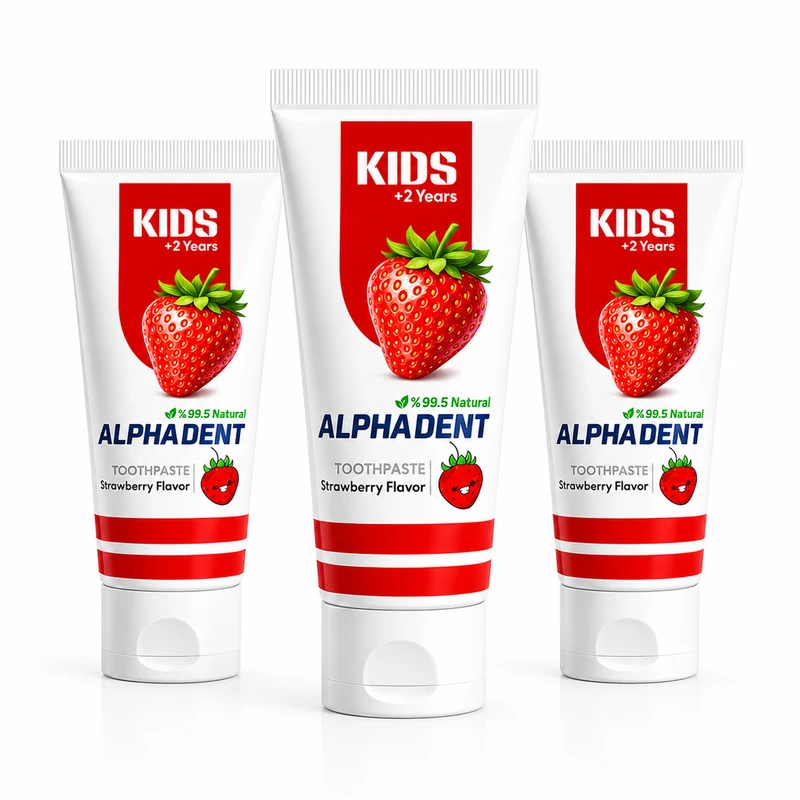 خمیردندان کودک آلفادنت مدل N-G-Strawberry حجم 50 میلی لیتر مجموعه 3 عددی