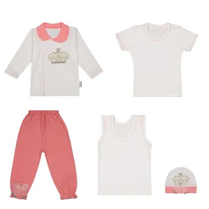 ست 5 تکه لباس نوزادی مدل تاج نیلا