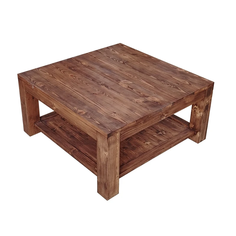 میز پذیرایی مربع با پایه چوب و صفحه چوب مدل روستیک AR-CoffeeTbl-884