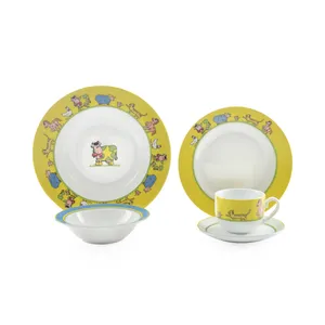 سرویس غذا خوری 5 پارچه کودک چینی زرین ایران مدل ایتالیا اف مزرعه درجه عالی