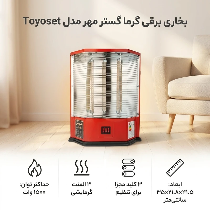 عکس شماره 2 : بخاری برقی گرما گستر مهر مدل toyoset