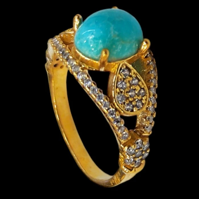 انگشتر زنانه مدل سنگ فیروزه نیشابور کد ۴۵