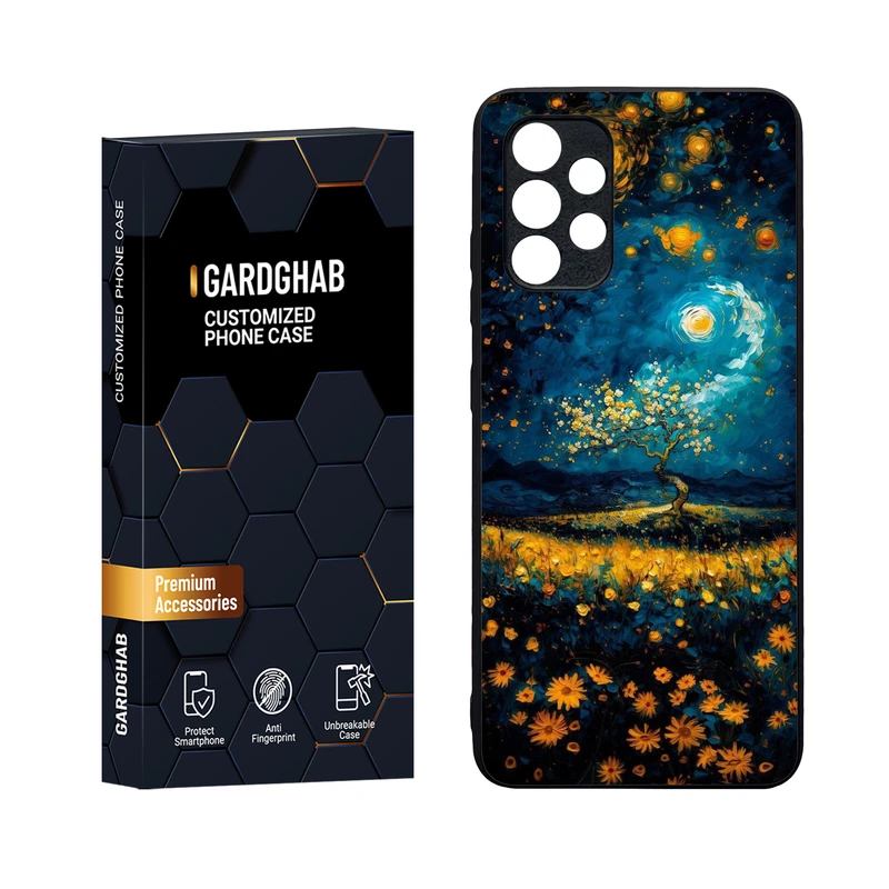کاور گارد قاب مدل دورژله ای پشت گلس هنری مناسب برای گوشی موبایل سامسونگ Galaxy A32 4G