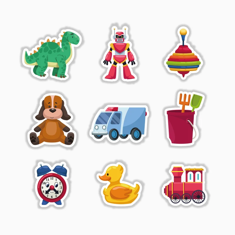 استیکر لپ تاپ و موبایل بووم طرح اسباب بازی کد MA23 مجموعه 9 عددی