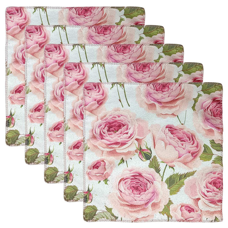 دستمال نظافت خودرو بی تی مدل رز صورتی کد 25x252 بسته 5 عددی