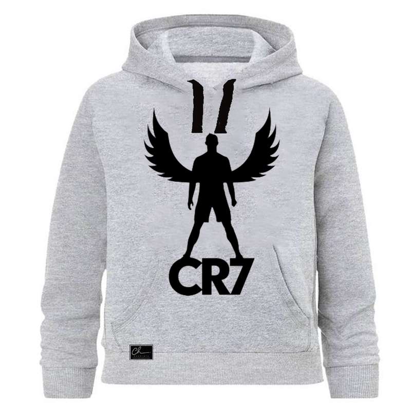 هودی پسرانه طرح CR7 کد J132 رنگ طوسی