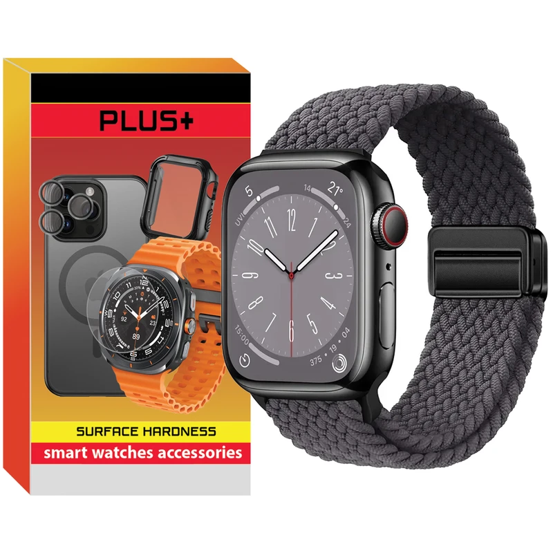 بند پلاس مدل Magnetic Braided Solo PL مناسب برای اپل واچ سری 7/8/9 سایز 45 میلی متری