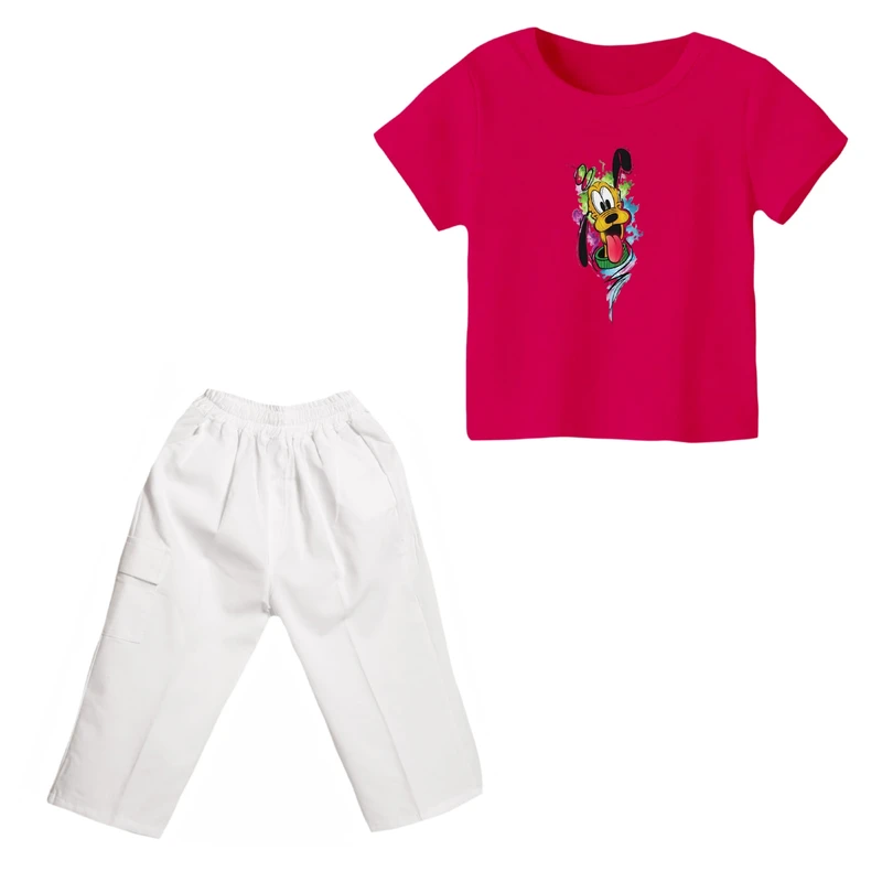 ست تی شرت و شلوارک دخترانه مدل سگ کد ۱۰