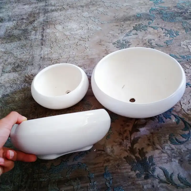 گلدان سرامیکی مدل بنسای کد e300 مجموعه 3 عددی