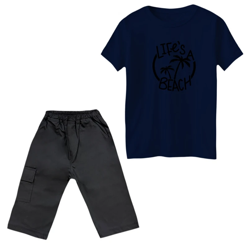 ست تی‌شرت و شلوارک پسرانه مدل ساحل
