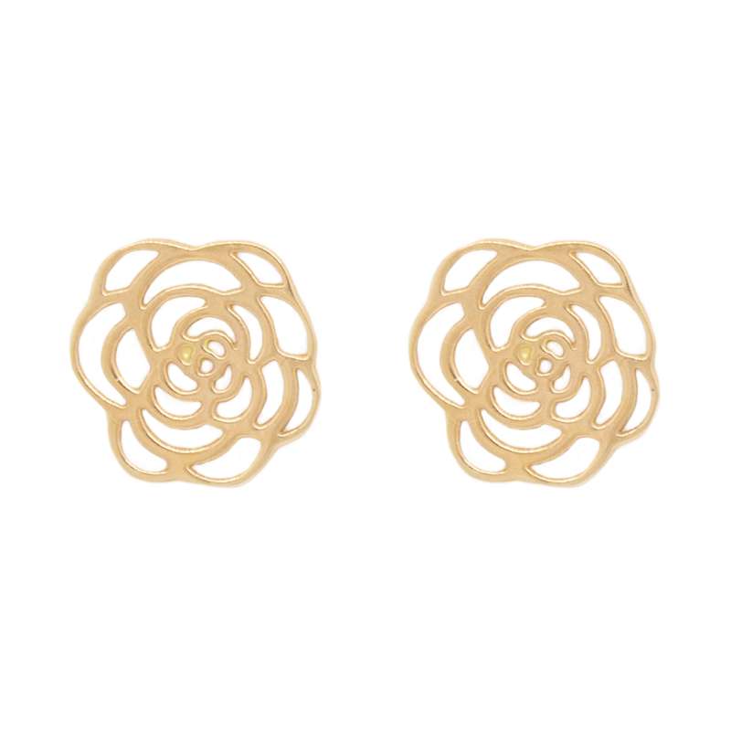 گوشواره طلا 18 عیار زنانه طرح گل رز مدل P0002