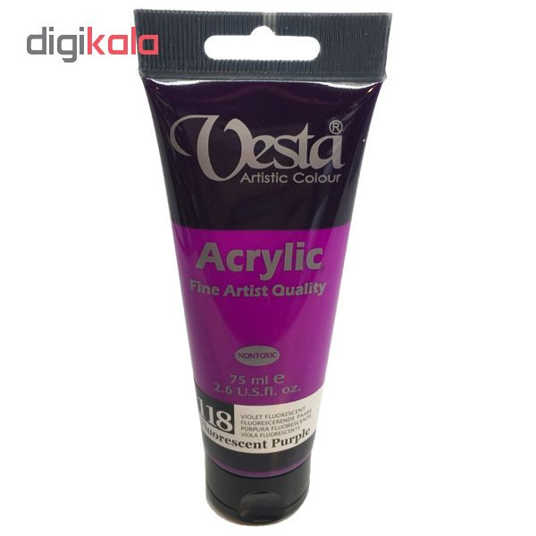 رنگ اکریلیک وستا مدل flourescent puple 118 حجم 75 میلی لیتر