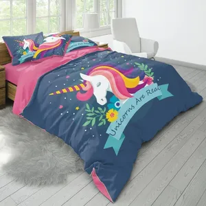 سرویس روتختی طرح اسب تک شاخ یک نفره 5 تکه