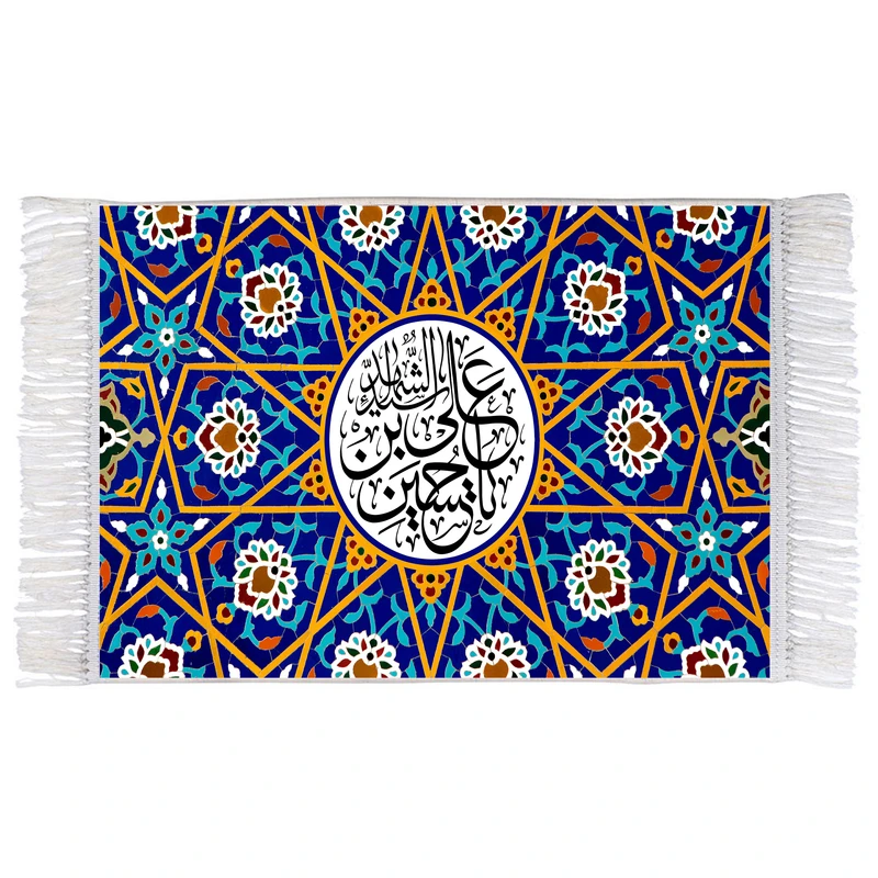 فرش ماشینی دیوارکوب اطلس آبی طرح حسین بن علی شهید مدل T3066