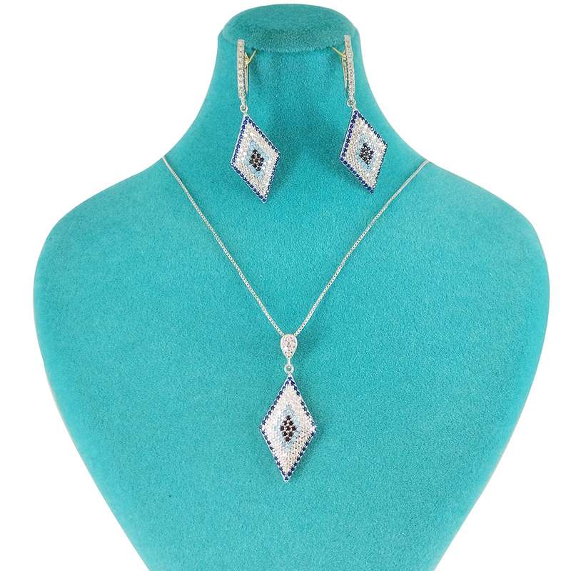 نیم ست نقره زنانه سلین کالا مدل چشم زخم Pc-2-11