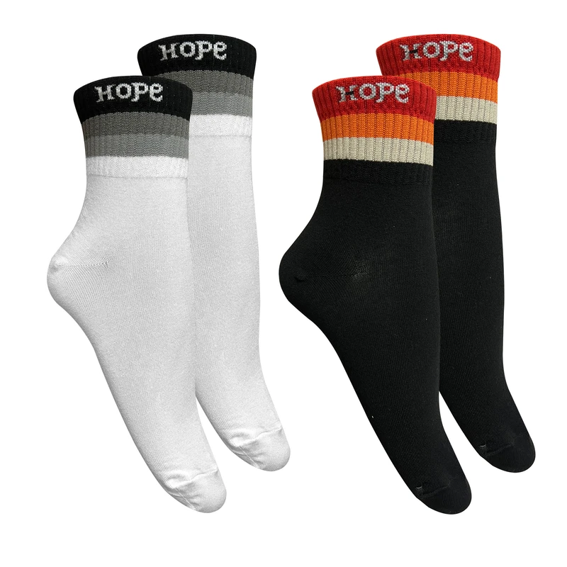 جوراب ساق کوتاه مردانه تن پوش هنگامه مدل کش راه‌راه طرح HOPE مجموعه 2 عددی