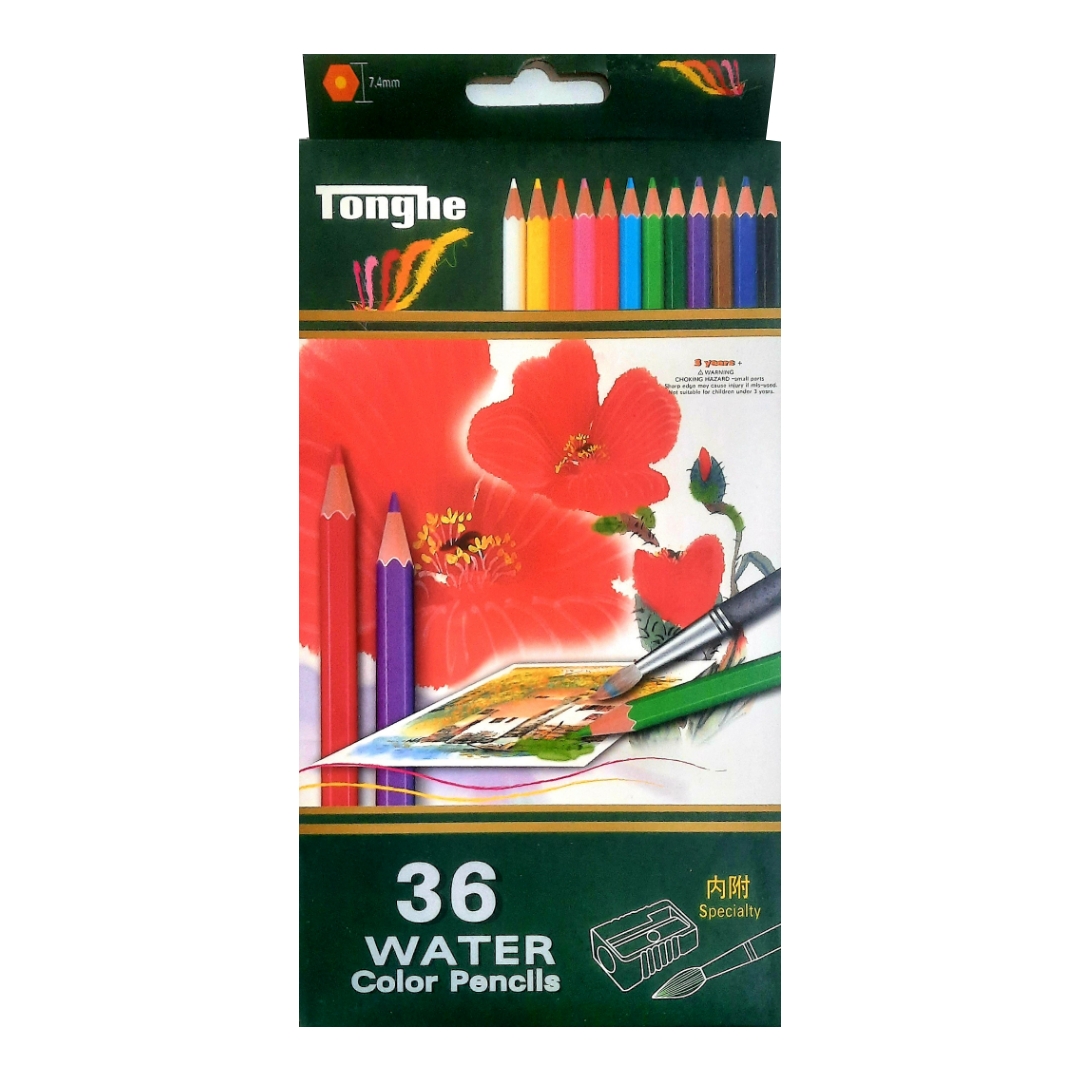مداد رنگی 36 رنگ تونگه مدل آبرنگی به همراه قلم مو و تراش