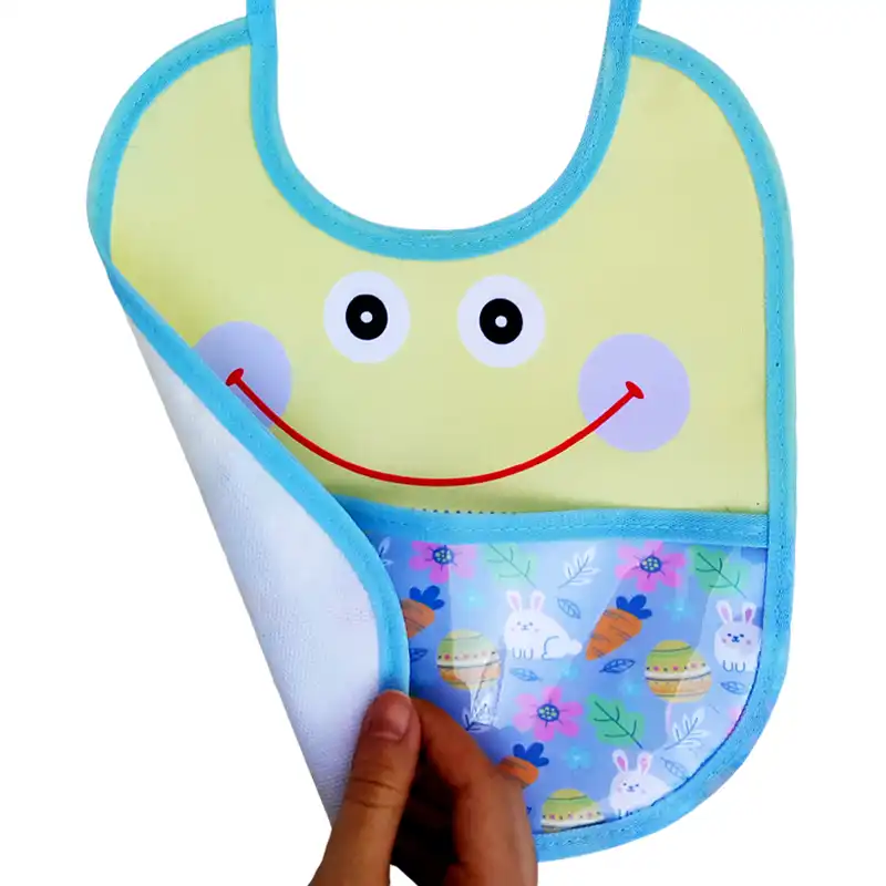 پیش بند نوزادی مدل جیب دار طرح تک شاخ و هویج بسته 2 عددی