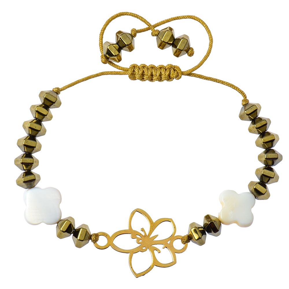 دستبند طلا 18 عیار دخترانه کرابو طرح گل مدل Krd1025 -  - 1