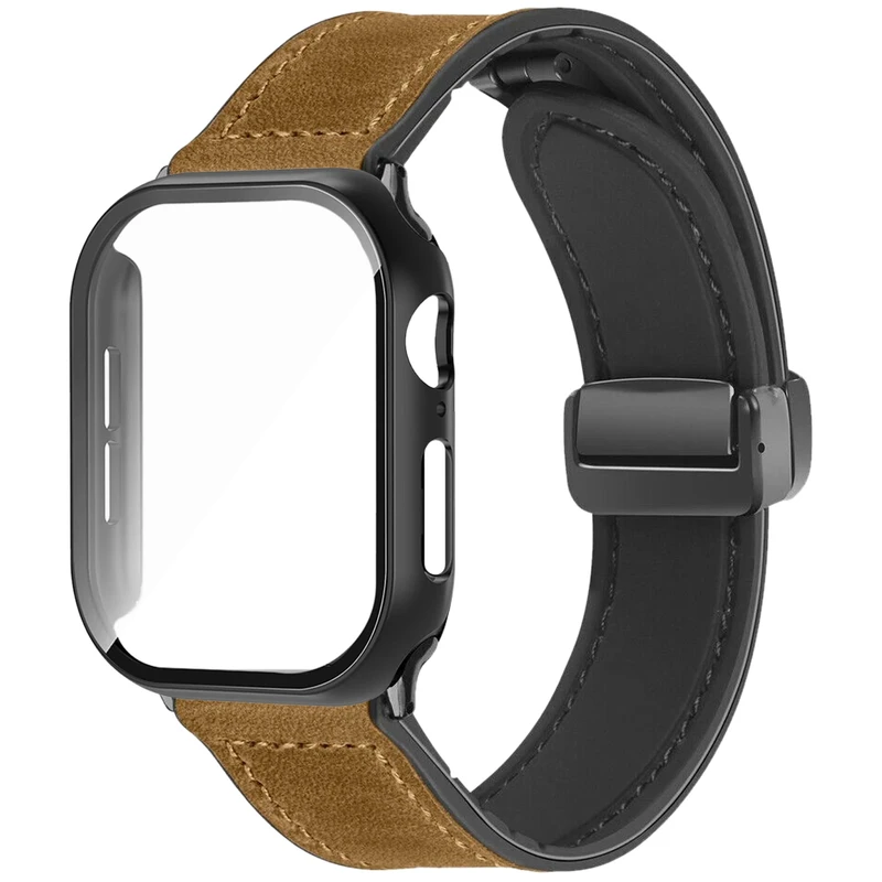 بند اسپریگ مدل Magnetic Soft Leather GLS مناسب برای اپل واچ 45 میلی متری سری 8 به همراه کاور