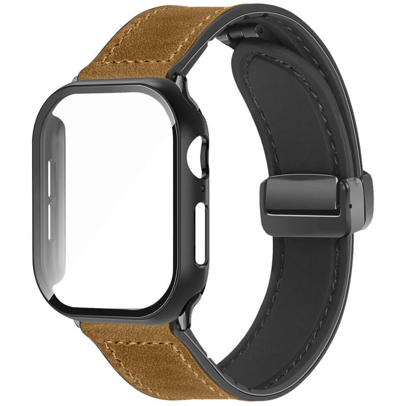 بند اسپریگ مدل Magnetic Soft Leather GLS مناسب برای اپل واچ 41 میلی متری سری 7/8/9 به همراه کاور