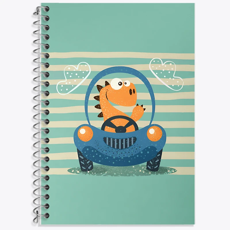 دفتر زبان 50 برگ خندالو مدل دو خط طرح دایناسور بامزه کد N5237