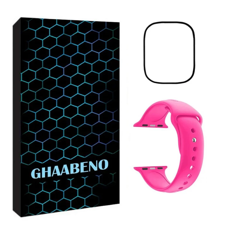 بند قاب نو مدل سیلیکونی مناسب برای اپل واچ سری 3 سایز 38 میلی متری به همراه محافظ صفحه نمایش