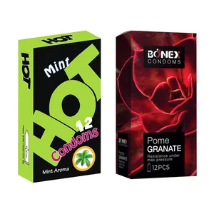 کاندوم بونکس مدل Pomegranate بسته 12 عددی به همراه کاندوم هات مدل Mint بسته 12 عددی