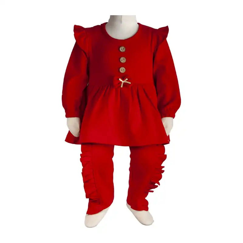 ست تونیک و شلوار نوزادی مدل چیندار کد 119861