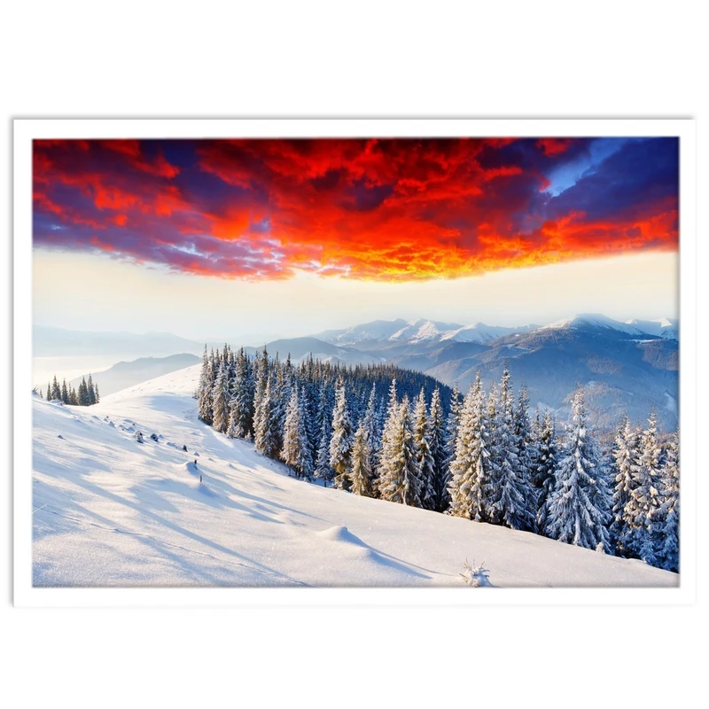 تابلو نوری بکلیت طرح طبیعت زمستان و جنگل سوزنی  مدل W-S1135