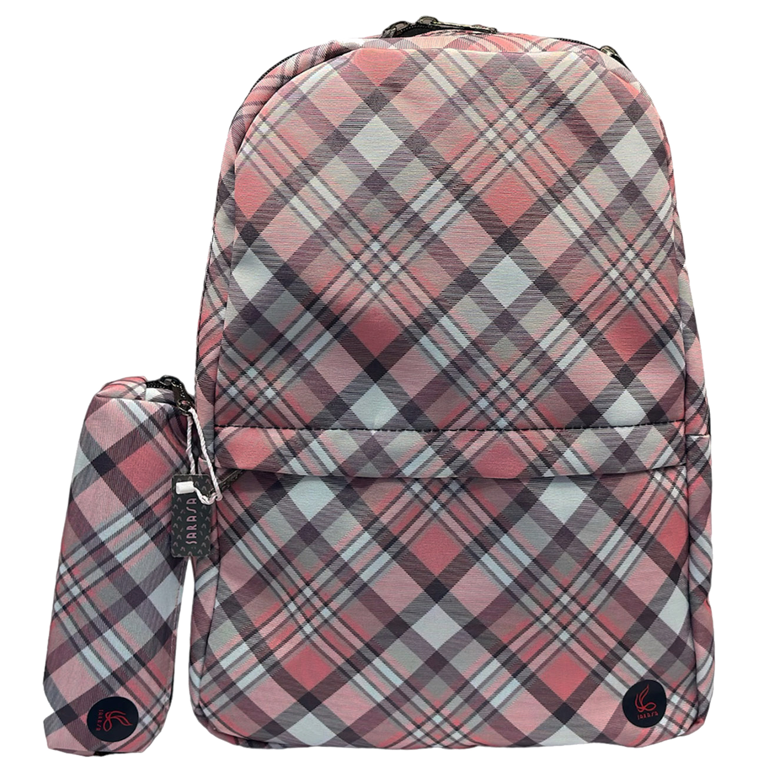 کوله پشتی ساراسا طرح چهارخونه به همراه جامدادی