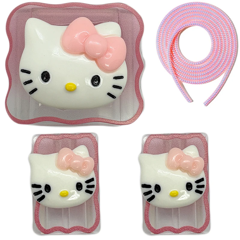 محافظ کابل مدل Hello Kitty-1 به همراه محافظ شارژ دیواری مجموعه 4 عددی