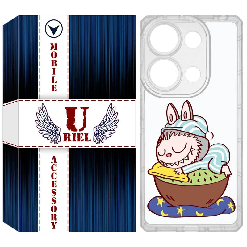 کاور یوریل مدل Clear کد 127 طرح لبوبو Labubu مناسب برای گوشی موبایل شیائومی Redmi Note 14S / Note 13 Pro 4G / Poco M6 Pro 4G