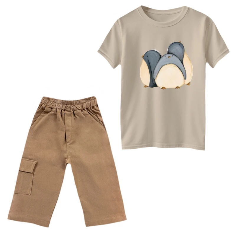 ست تی‌شرت و شلوارک پسرانه مدل پنگوئن ها