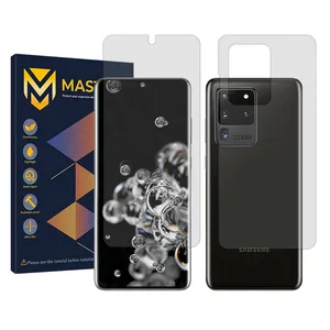 Master Resistant model transparent screen protector suitable for Samsung Galaxy S20 Ultra mobile phone along with the back protector