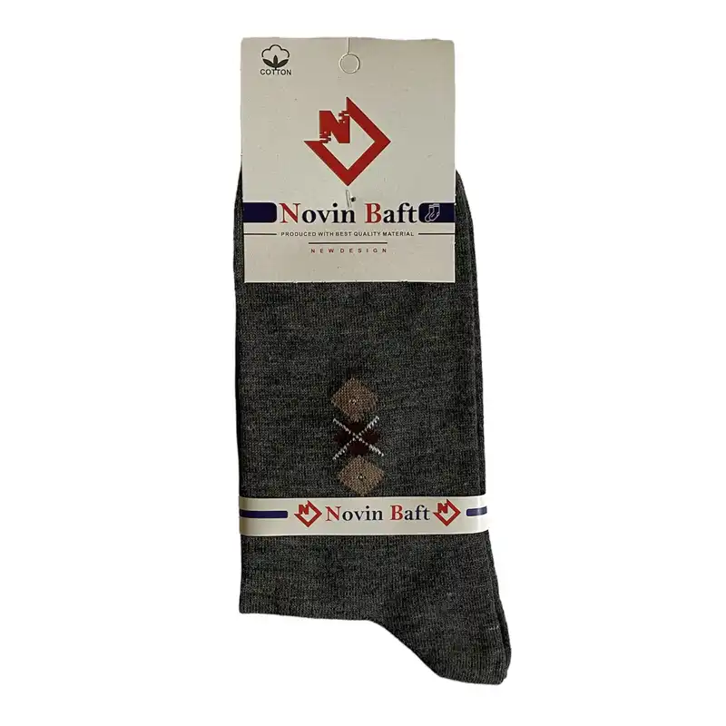 جوراب ساق بلند مردانه نوین بافت کد 9009 بسته 4 عددی