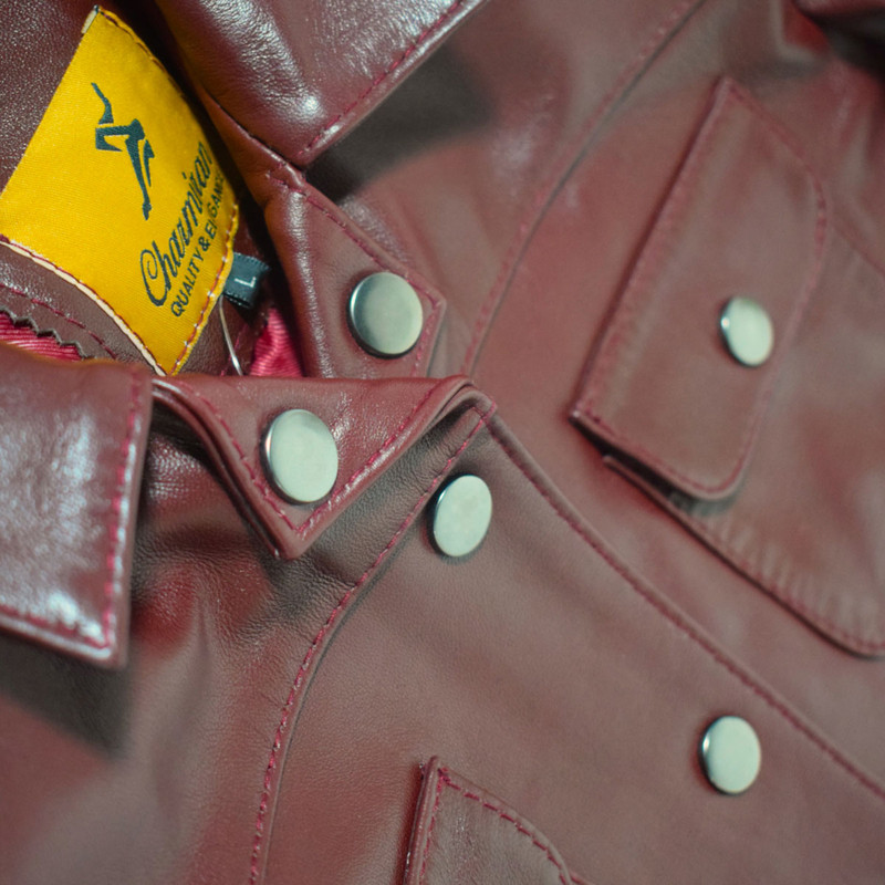 کت چرم زنانه چرمیران مدل FC1024 رنگ زرشکی