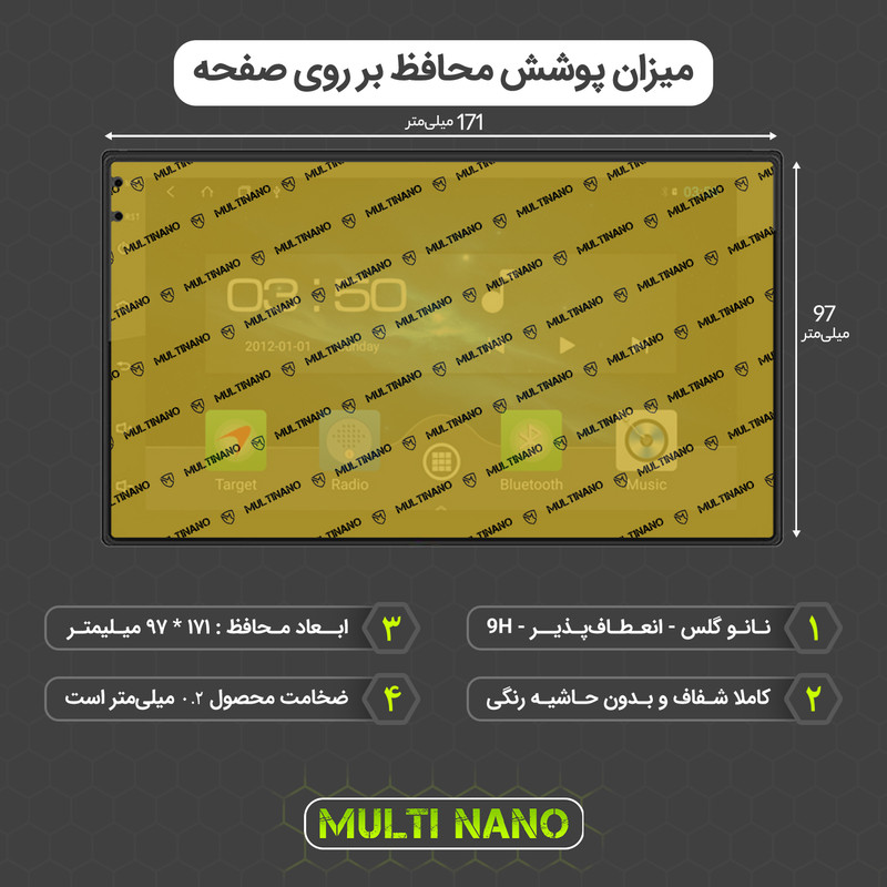 محافظ صفحه نمایش خودرو مولتی نانو مدل X-S1N مناسب برای مانیتور 7 اینچ