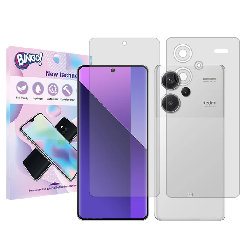 محافظ صفحه نمایش شفاف بینگومدل  Toughمناسب برای گوشی موبایل شیائومی  Redmi Note 13 Pro Plusبه همراه محافظ پشت گوشی