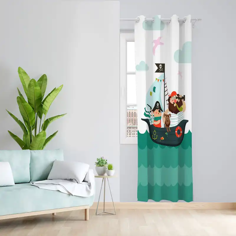 پرده مدل اتاق کودک پسرانه مخمل پانچی کد 1187 سایز 140x200 سانتی متر