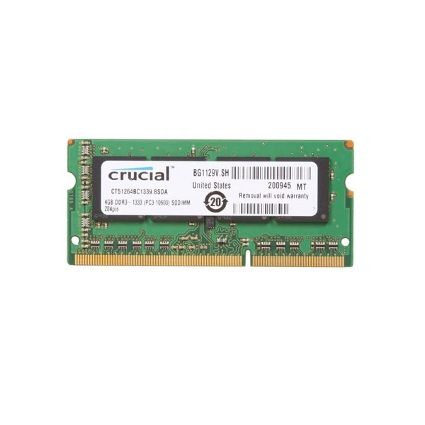 رم لپتاپ DDR3L تک کاناله 1333 مگاهرتز CL9 کروشیال مدل PC3L-10600 ظرفیت 4 گیگابایت