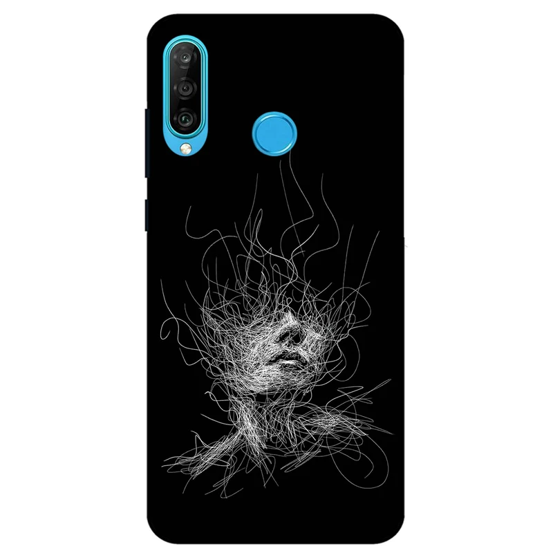کاور مگافون طرح اسکچ صورت مدل 7423 مناسب برای گوشی موبایل هوآوی P30 Lite / Nova 4E