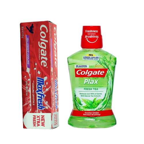 خمیر دندان کلگیت مدل SPICY FRESH حجم 100 میلی لیتر به همراه دهانشویه کلگیت مدل Plax حجم 250 میلی لیتر