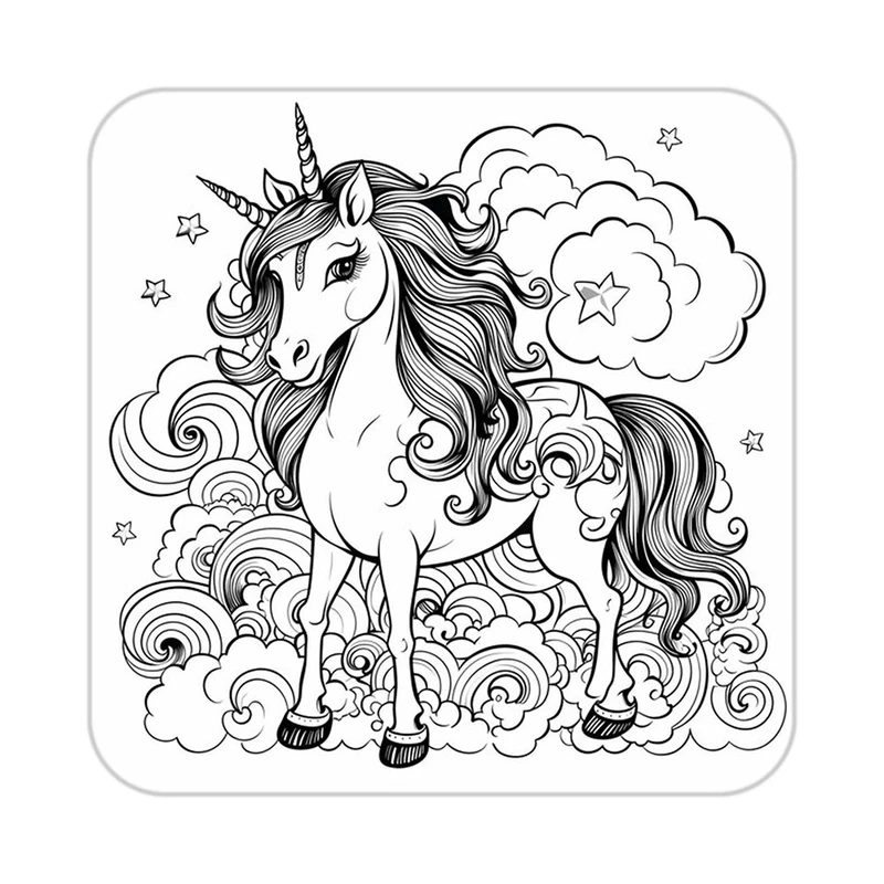 زیر لیوانی کاکتی طرح اسب تک شاخ و یونیکورن مدل mp30187